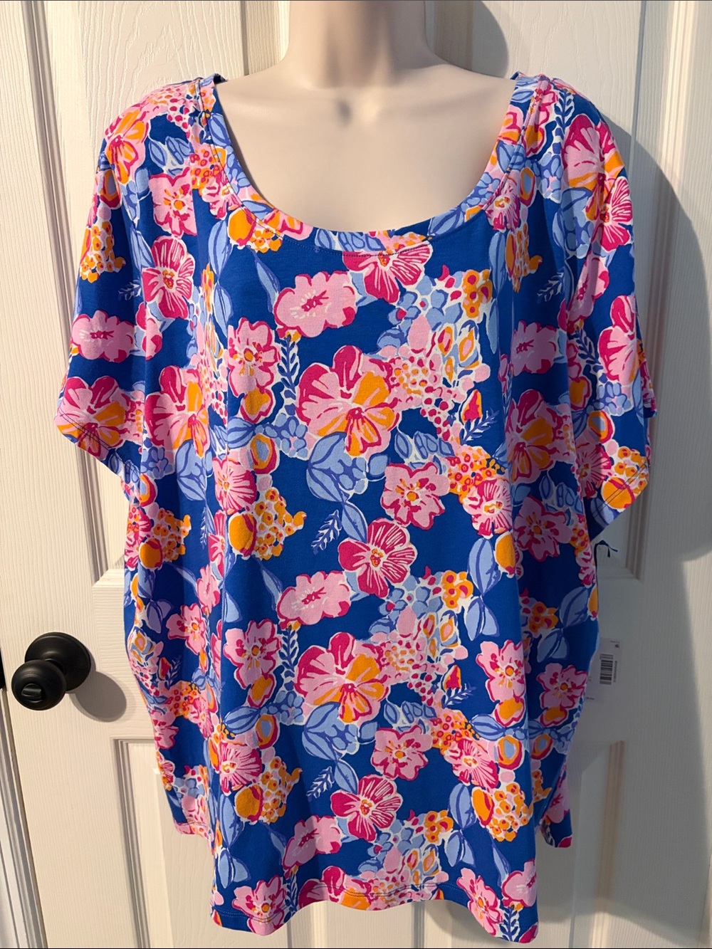 Sleep Sense Floral Scoop Neck Short Sleeve PJ Lounge Top Size 3X